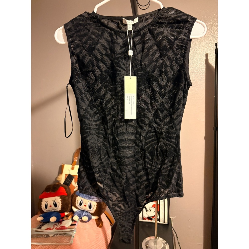 Ronny Kobo Black Sleevless Body Suit Sz M